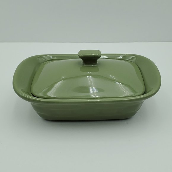 Longaberger Woven Traditions Sage Green Mini Handled Casserole Small Lidded Dish - Picture 2 of 5
